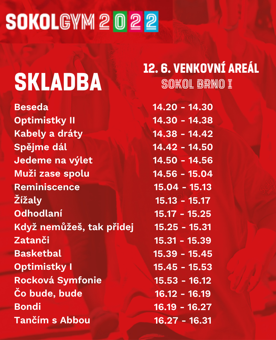 Program skladeb 12. 6. SokolGym Brno