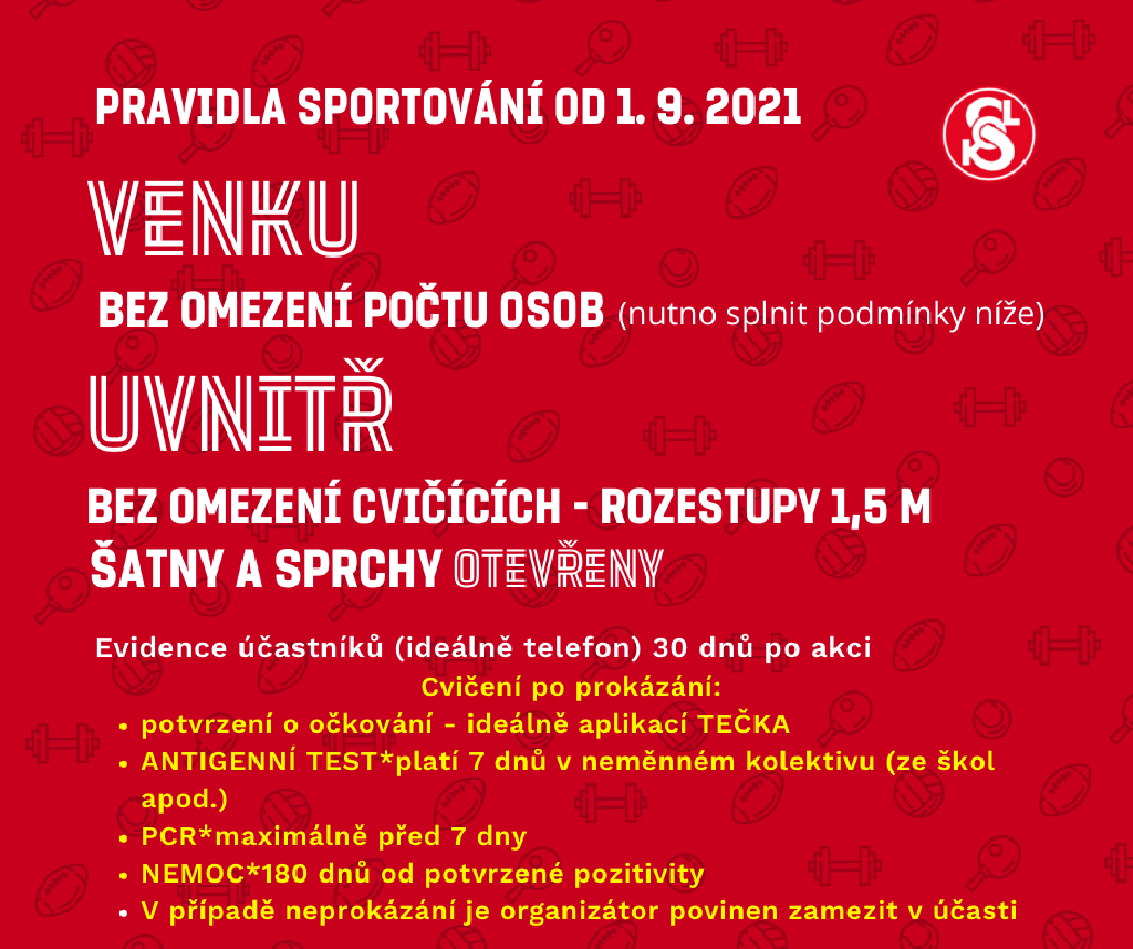 Pravidla sportování od 1. 9. 2021 - opravená verze