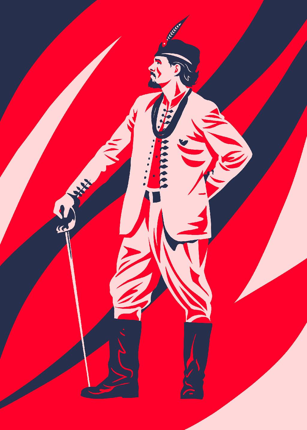 ilustrace slet krojovaný sokol