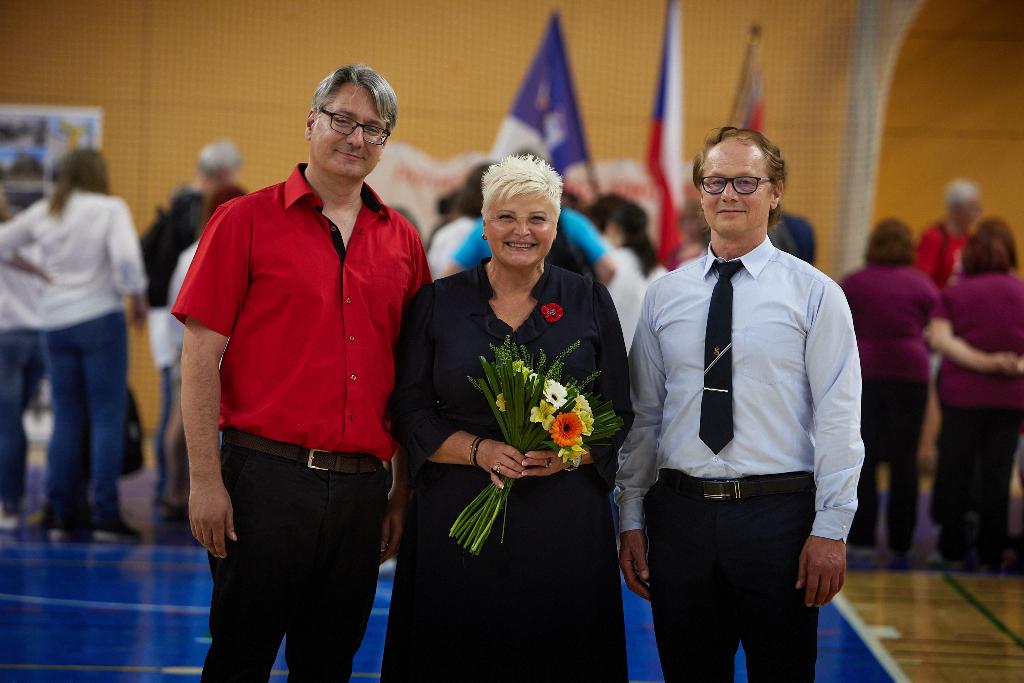 SokolGym Plzeň Hana Moučková, Petr Svoboa, Pavel Strejček